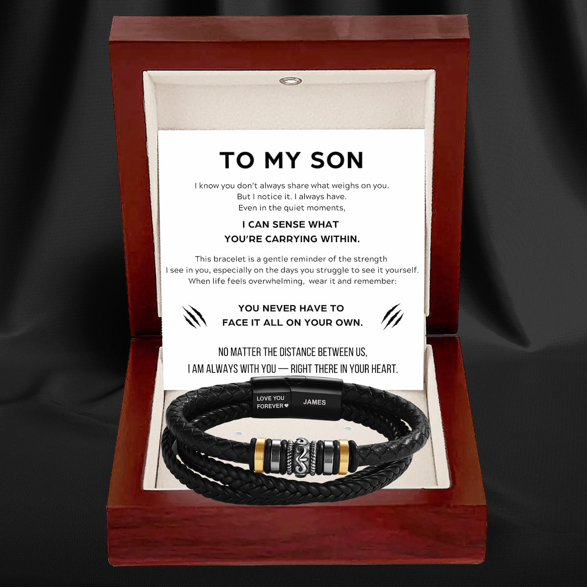 To My Son – ‘Love You Forever’ Personalized Name Bracelet