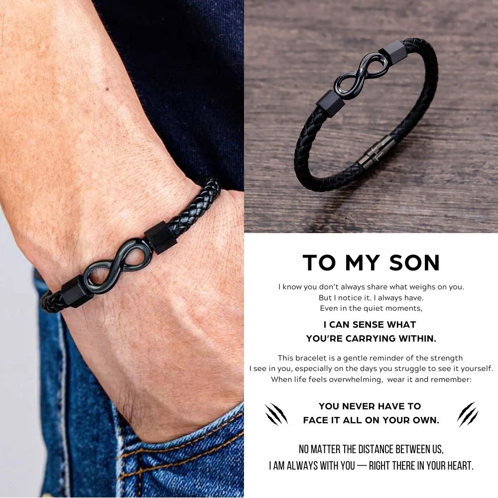 To My Son 'Love you forever' Engraved Infinity Braided Bracelet
