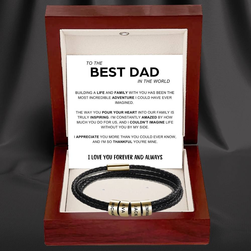 Best Dad In The World - Inner Circle Bracelet with Family Names
