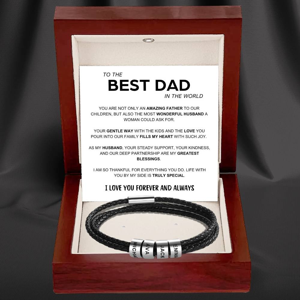 Best Dad In The World - Inner Circle Bracelet with Family Names