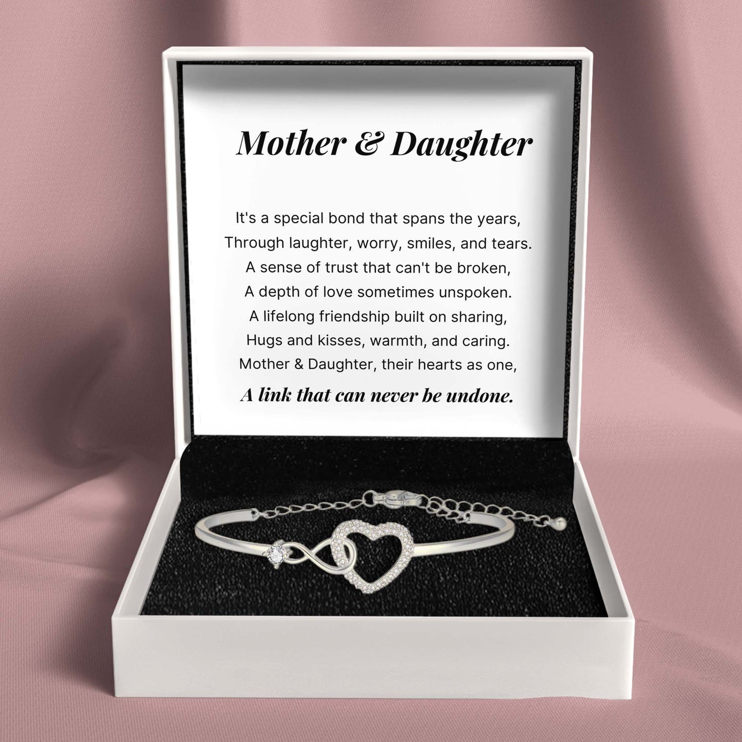 Mother & Daughter – Infinity Heart Bracelet – Forever Linked Together