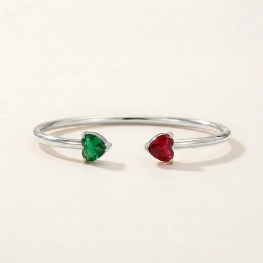 Birthstone Heart Cuff Bangle