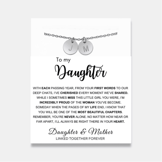 To My Daughter - Disc Necklace With Engraved Initials