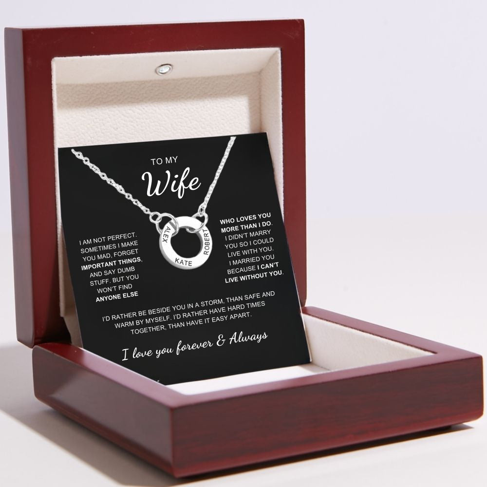 Circle Name Necklace for Wife