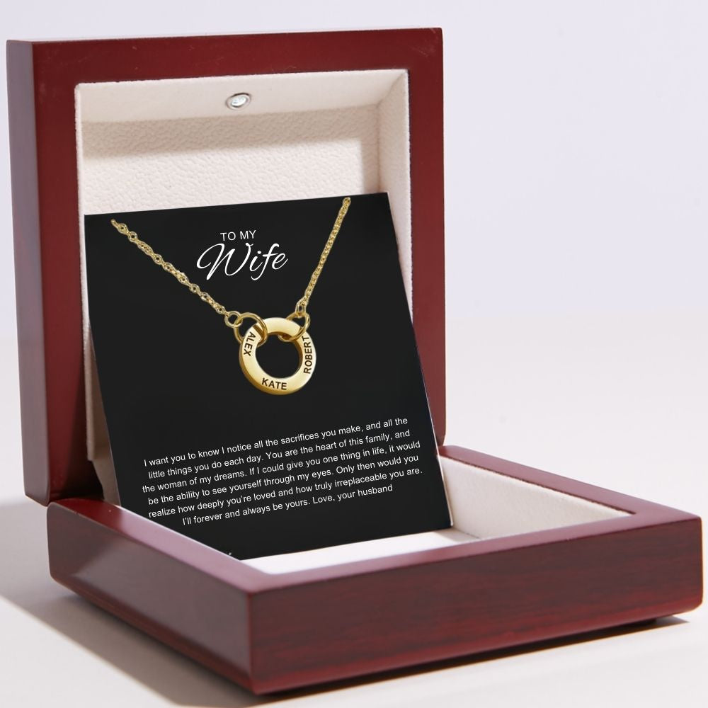 Circle Name Necklace for Wife