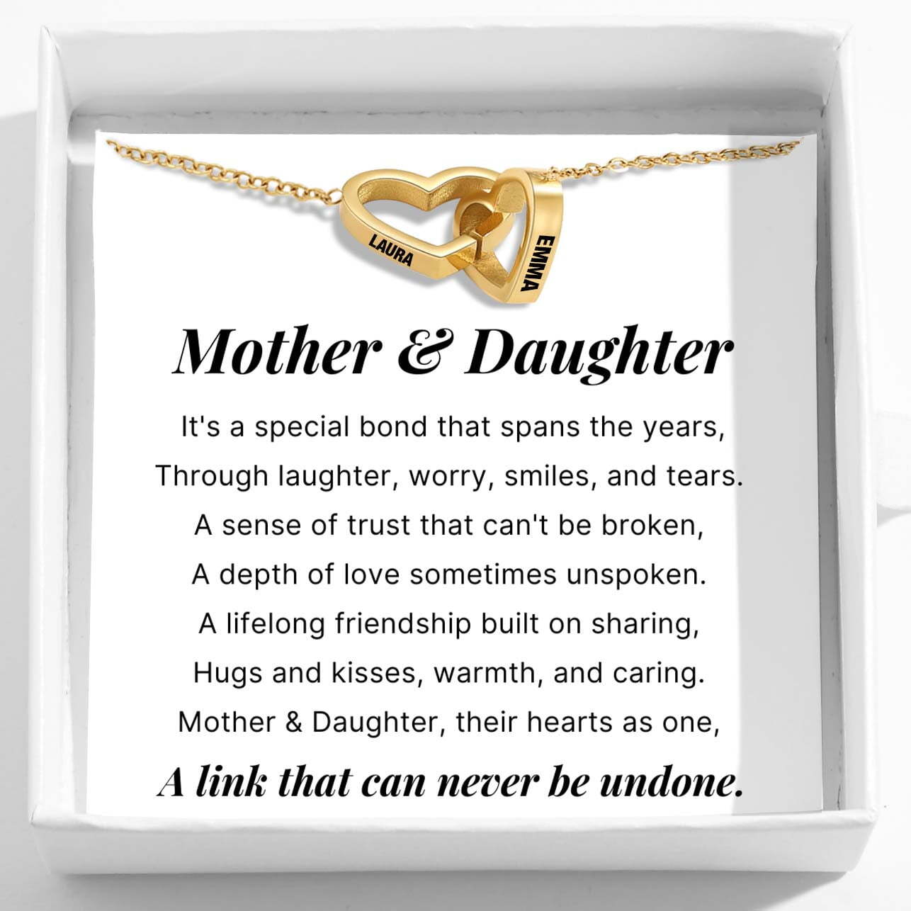 Mother & Daughter - Interlocking Hearts Name Necklace