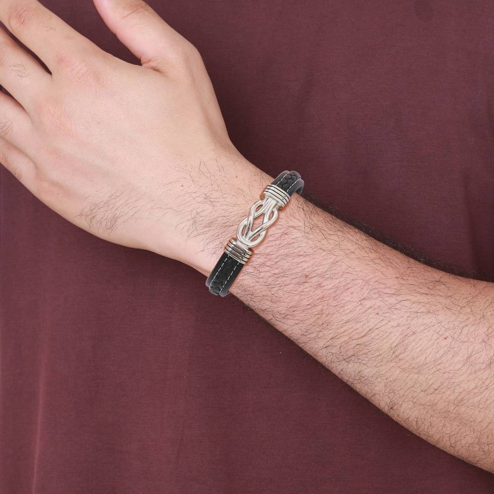 Mens 'Love My Son' Braided Leather Bracelet