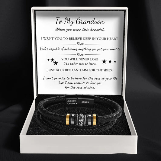 To My Grandson – ‘Love You Forever’ Personalized Name Bracelet