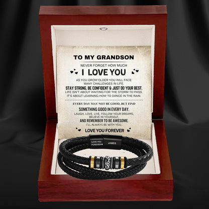 To My Grandson – ‘Love You Forever’ Personalized Name Bracelet
