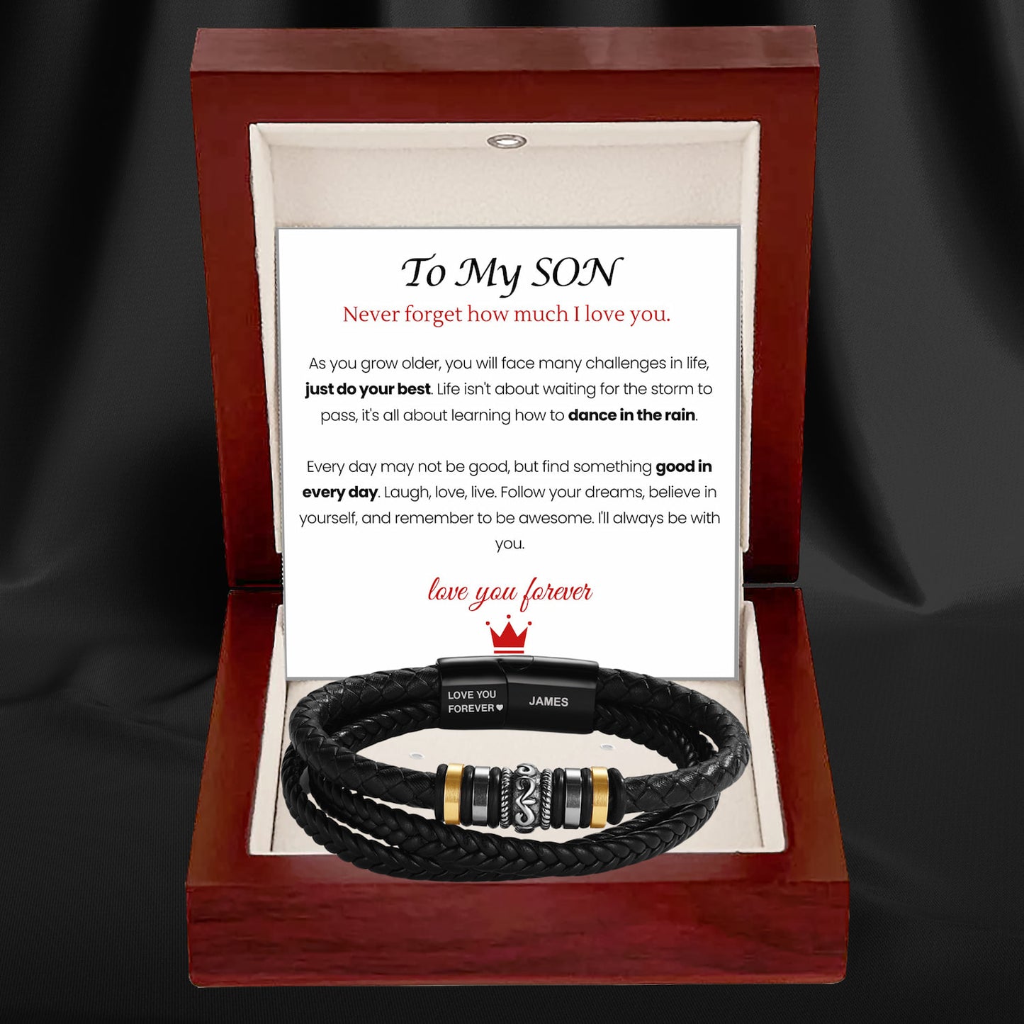 To My Son – ‘Love You Forever’ Personalized Name Bracelet