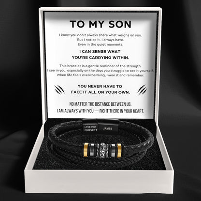 To My Son – ‘Love You Forever’ Personalized Name Bracelet