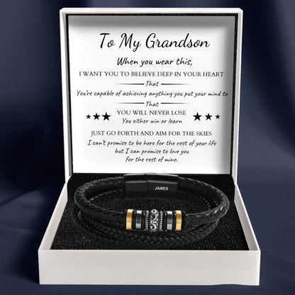 To My Grandson – ‘Love You Forever’ Personalized Name Bracelet