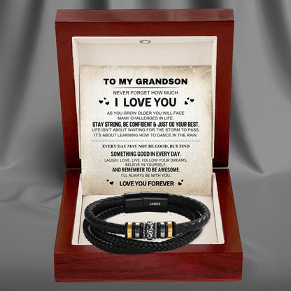 To My Grandson – ‘Love You Forever’ Personalized Name Bracelet
