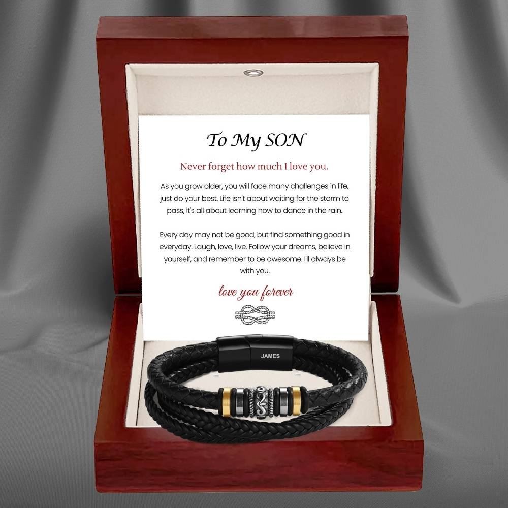 To My Son – ‘Love You Forever’ Personalized Name Bracelet