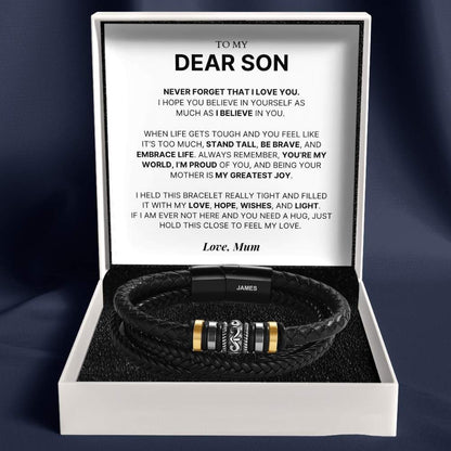 To My Dear Son – ‘Love You Forever’ Personalised Name Bracelet