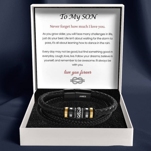 To My Son – ‘Love You Forever’ Personalized Name Bracelet