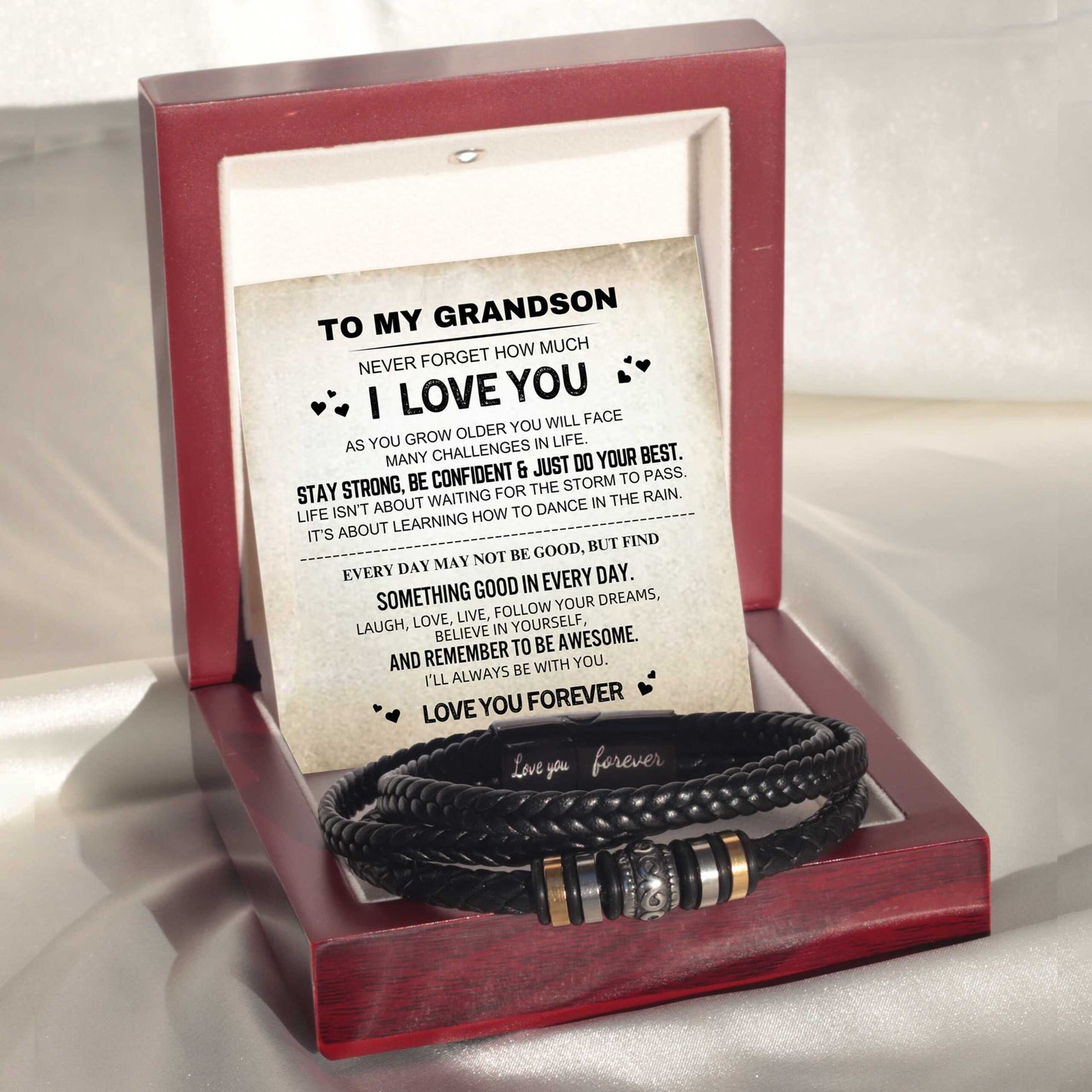 To My Grandson ‘Forever Linked Together’ Bracelet & Card Gift Set