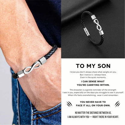 To My Son 'Love you forever' Engraved Infinity Braided Bracelet