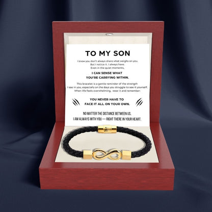 To My Son 'Love you forever' Engraved Infinity Braided Bracelet