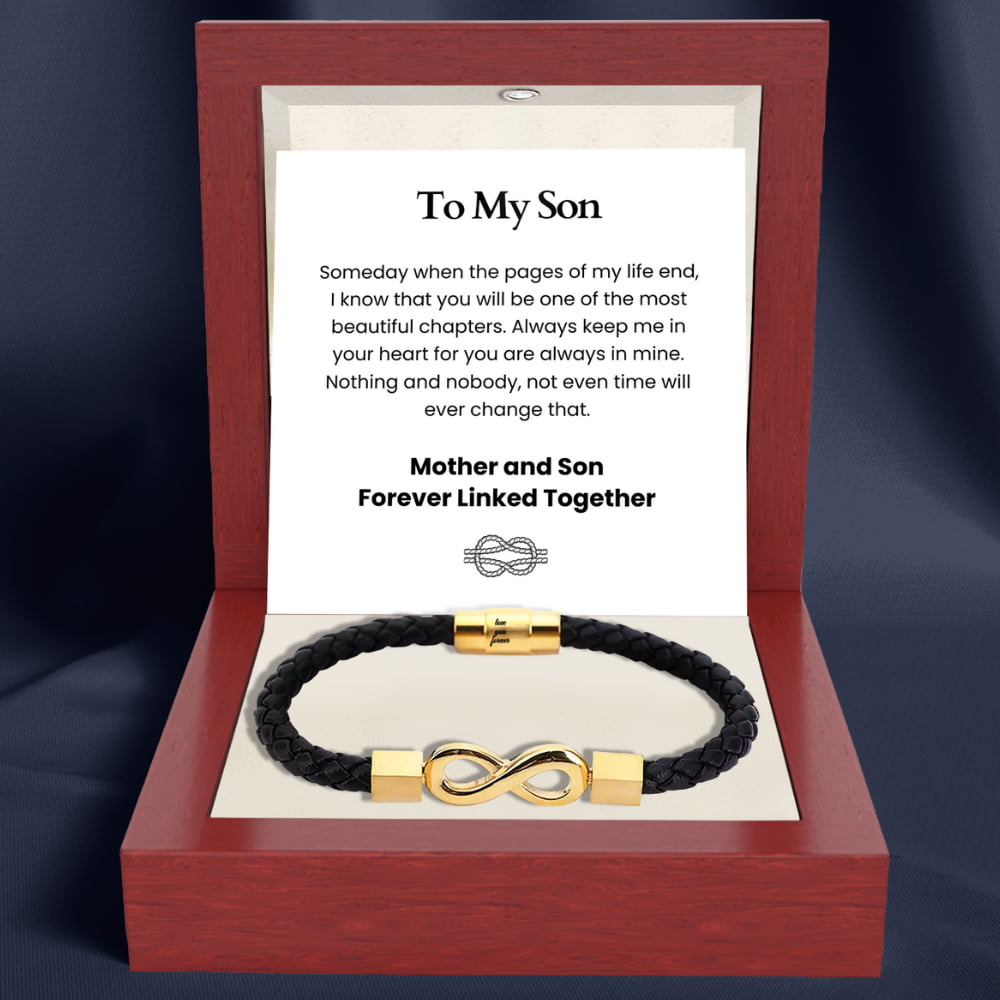 To My Son 'Love you forever' Engraved Infinity Braided Bracelet