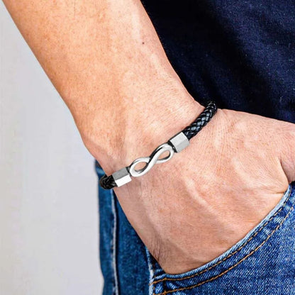 To My Son 'Love you forever' Engraved Infinity Braided Bracelet