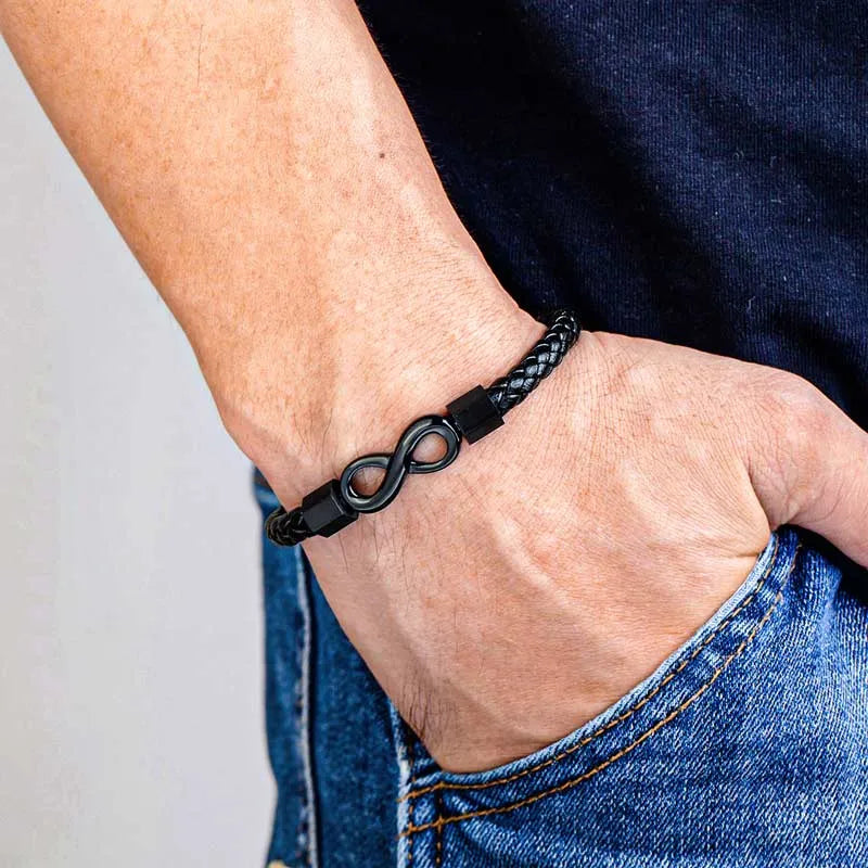 To My Son 'Love you forever' Engraved Infinity Braided Bracelet