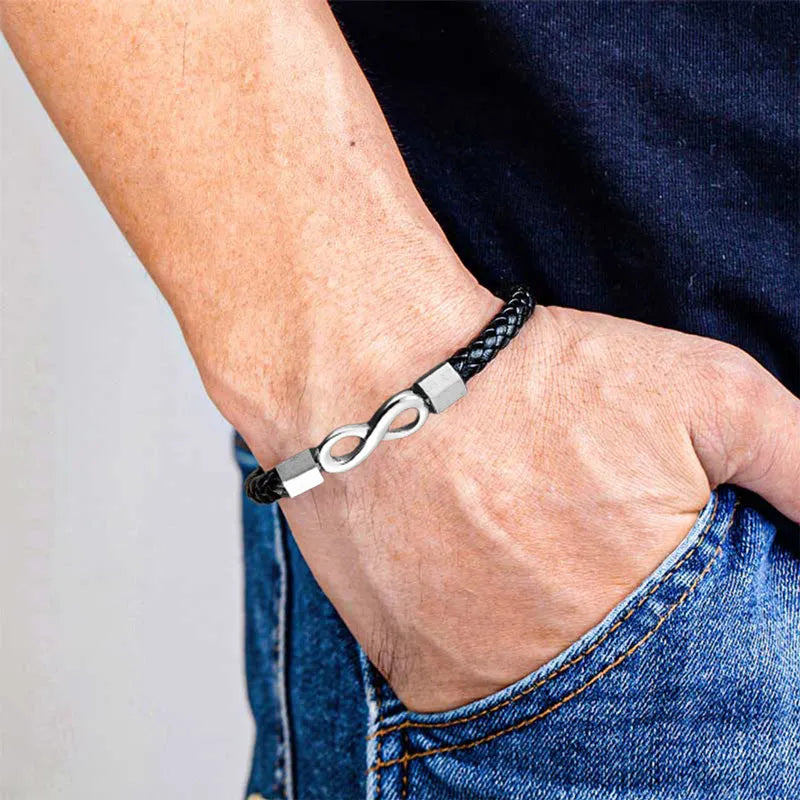 To My Son 'Love you forever' Engraved Infinity Braided Bracelet