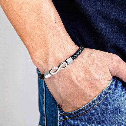 To My Son 'Love you forever' Engraved Infinity Braided Bracelet
