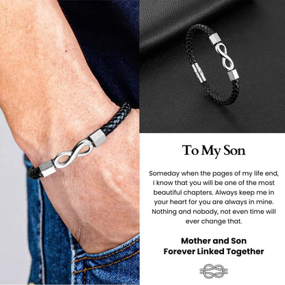 To My Son 'Love you forever' Engraved Infinity Braided Bracelet
