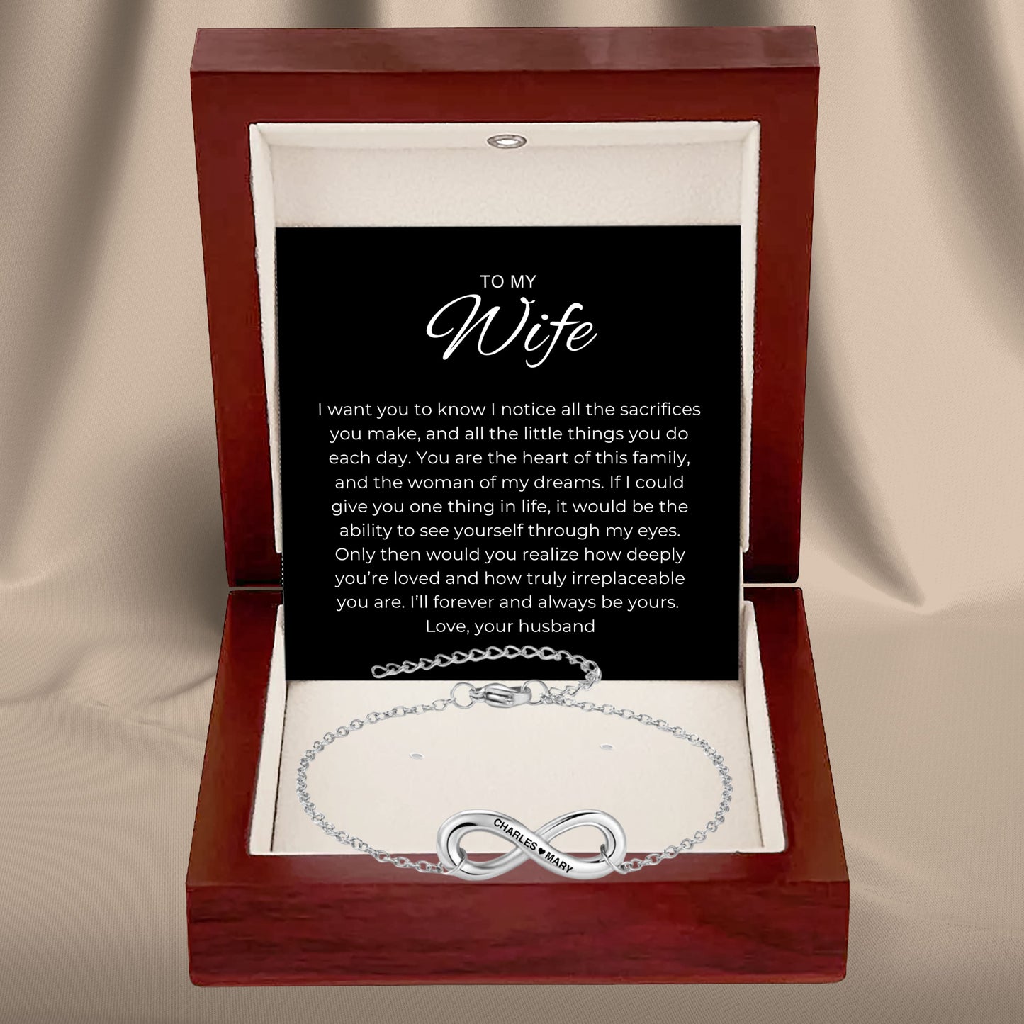 Infinity Name Bracelet for Wife