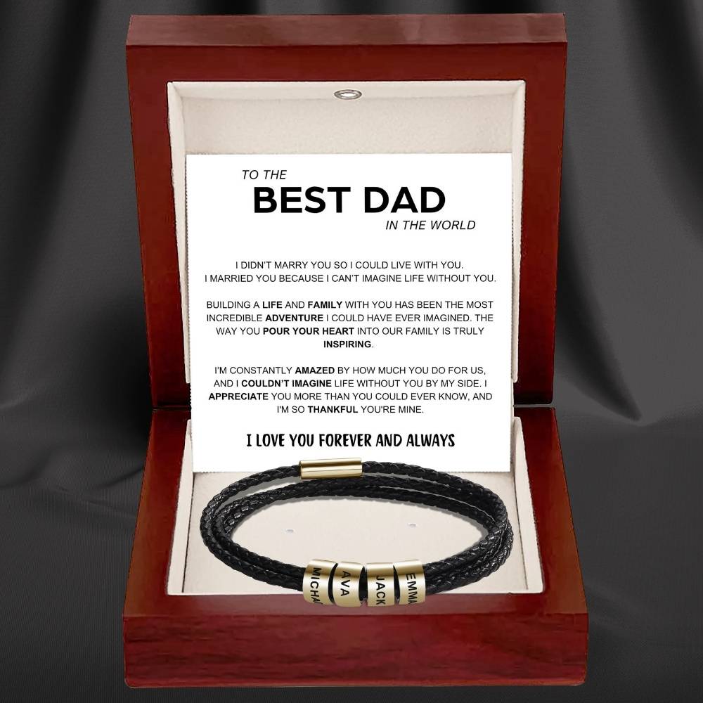 Best Dad In The World - Inner Circle Bracelet with Family Names