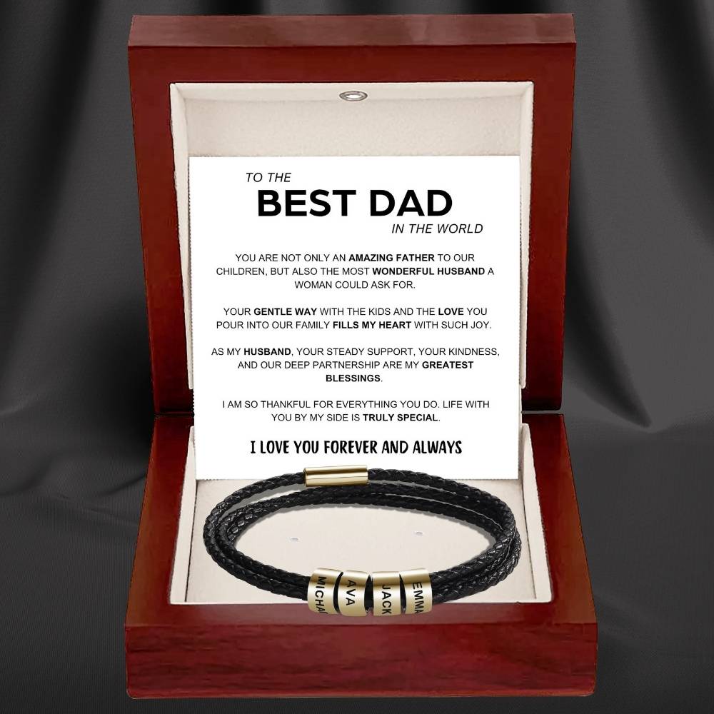 Best Dad In The World - Inner Circle Bracelet with Family Names