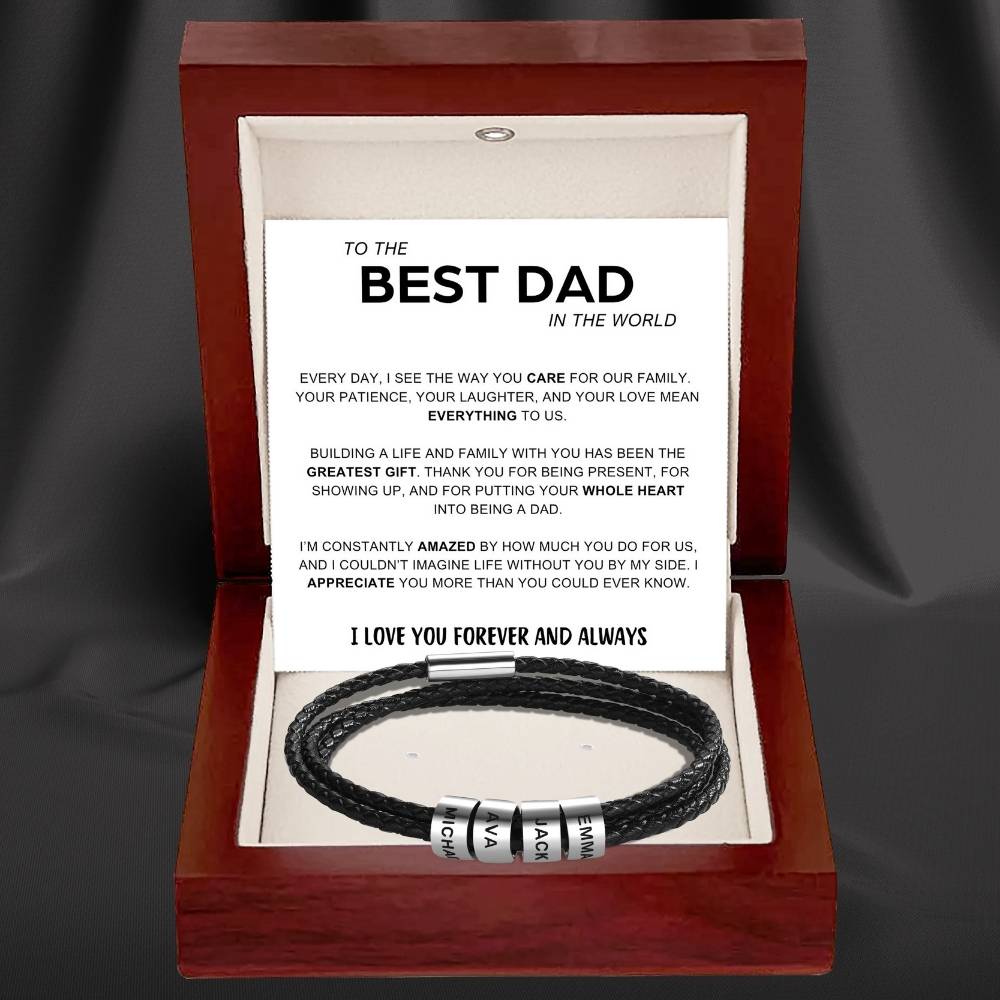 Best Dad In The World - Inner Circle Bracelet with Family Names