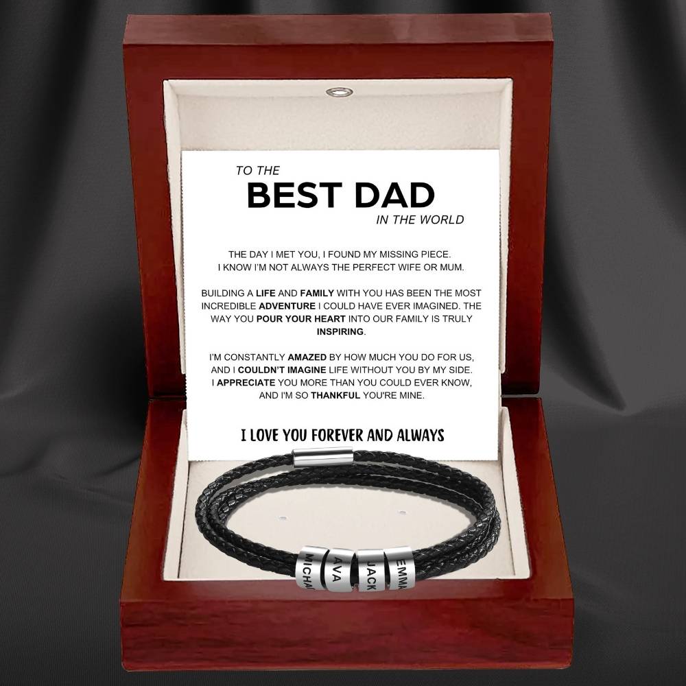 Best Dad In The World - Inner Circle Bracelet with Family Names