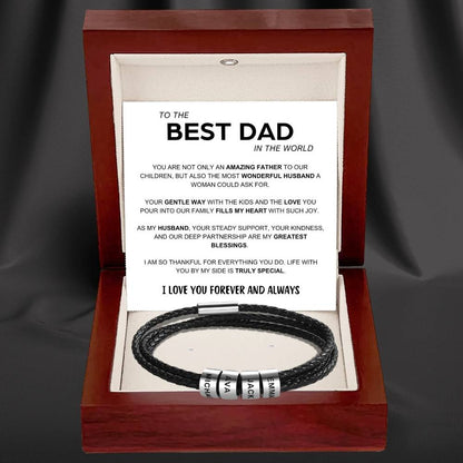 Best Dad In The World - Inner Circle Bracelet with Family Names