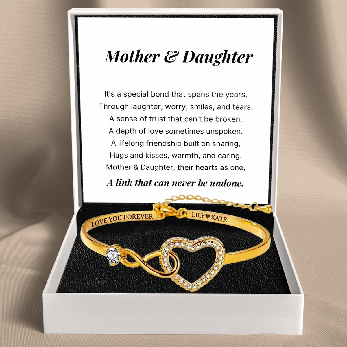 Mother Daughter – Infinity Heart Name Bracelet