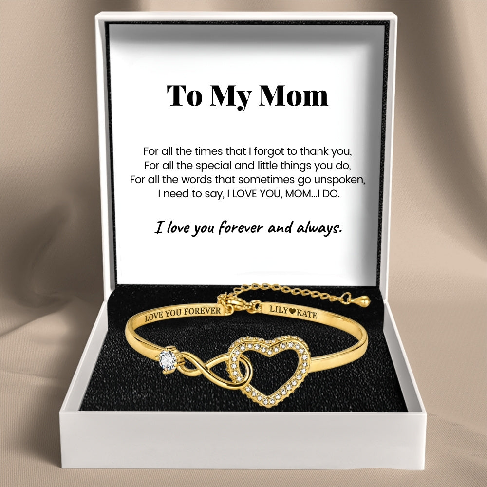 To My Mom – Infinity Heart Name Bracelet