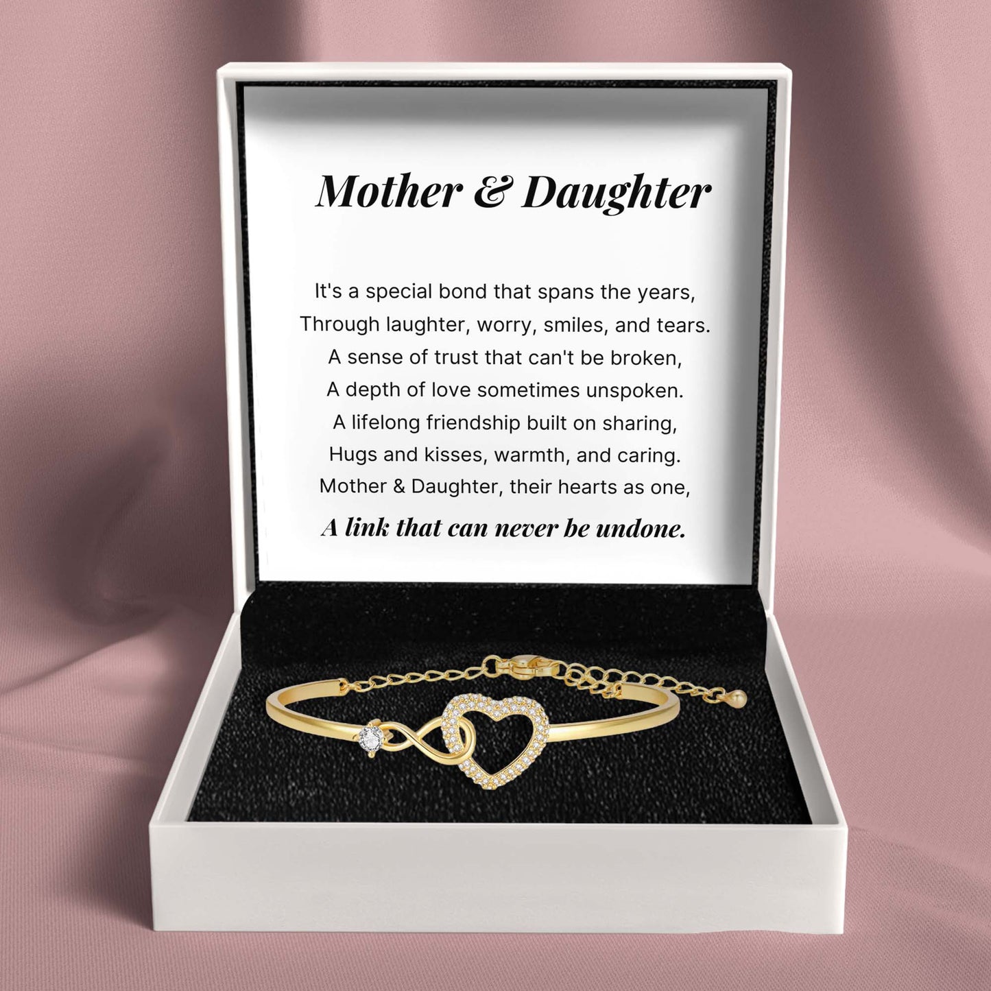 Mother & Daughter – Infinity Heart Bracelet – Forever Linked Together