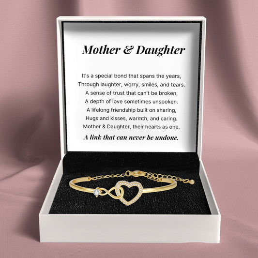 Mother & Daughter – Infinity Heart Bracelet – Forever Linked Together