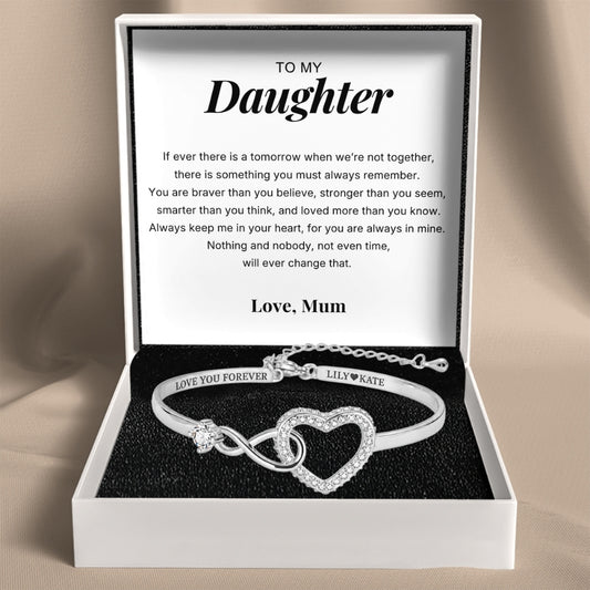 To My Daughter – Infinity Heart Name Bracelet