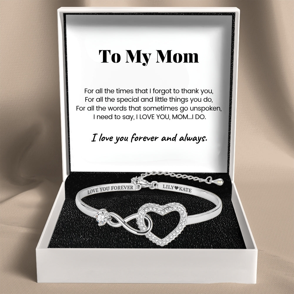 To My Mom – Infinity Heart Name Bracelet