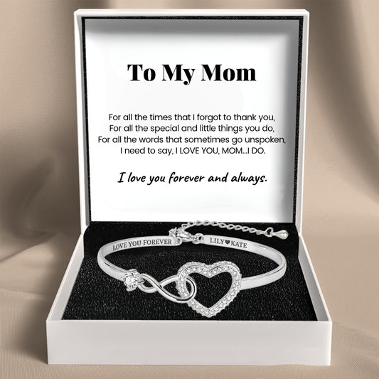 To My Mom – Infinity Heart Name Bracelet