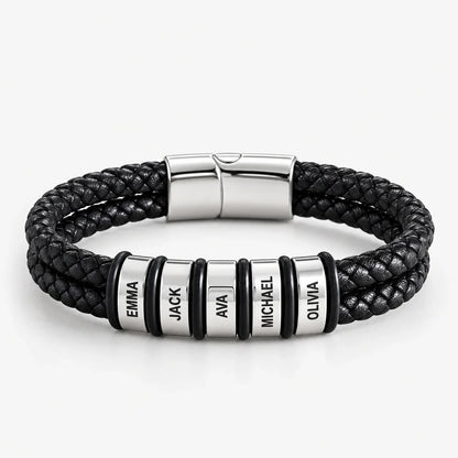 'Family Comes First' Mens Bracelet with Family Names