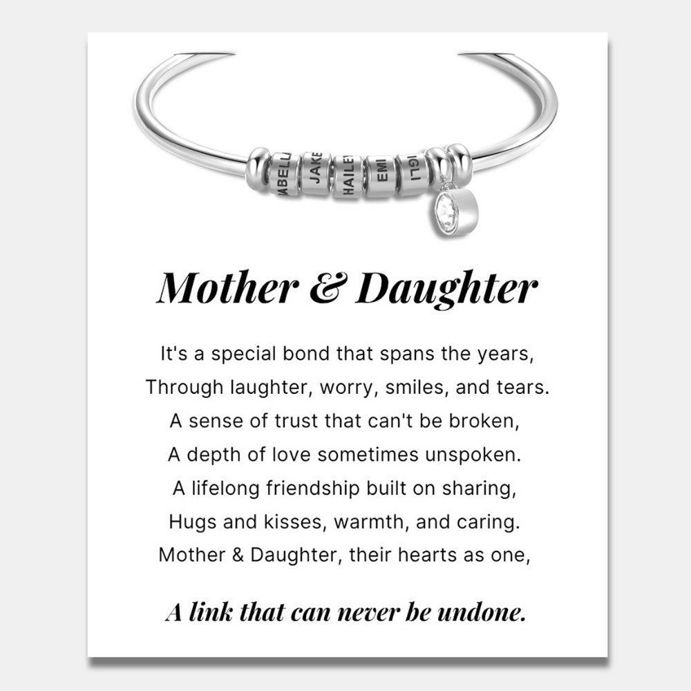 Charming Heart Necklace with Engraved Name Beads For Mom