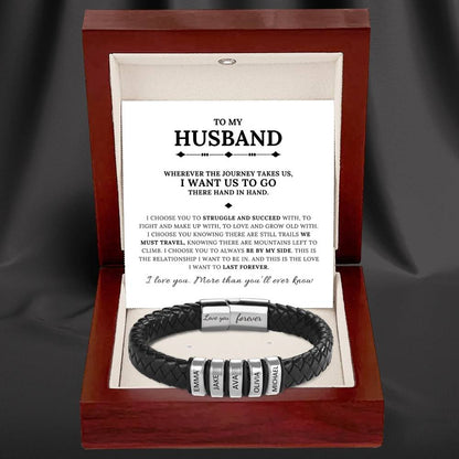 To My Husband – Inner Circle Classic Bracelet with Engraved Name Beads