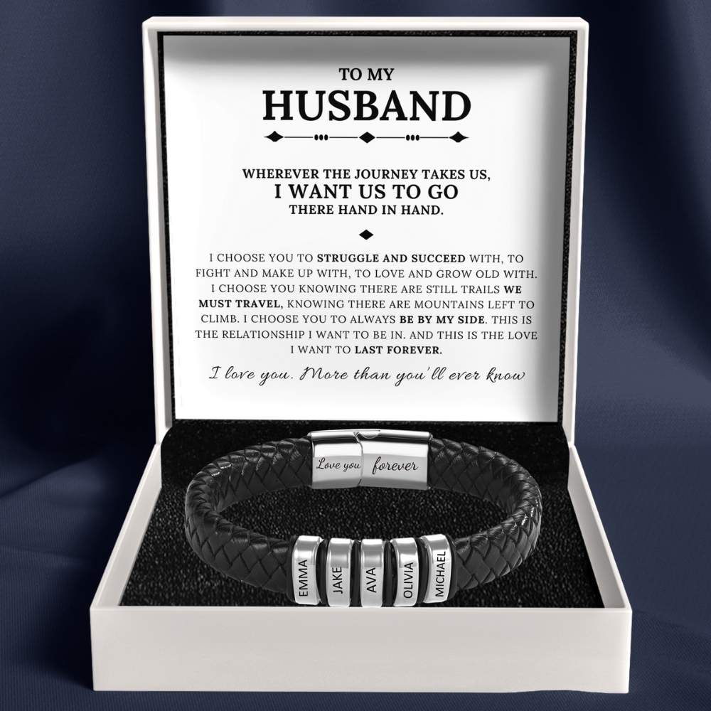 To My Husband – Inner Circle Classic Bracelet with Engraved Name Beads