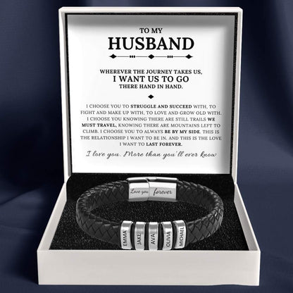 To My Husband – Inner Circle Classic Bracelet with Engraved Name Beads