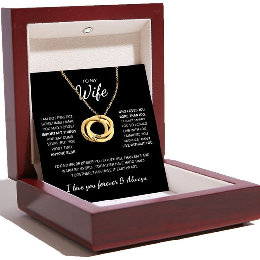 To My Wife - Interlocking Rings Necklace with Personalised Names