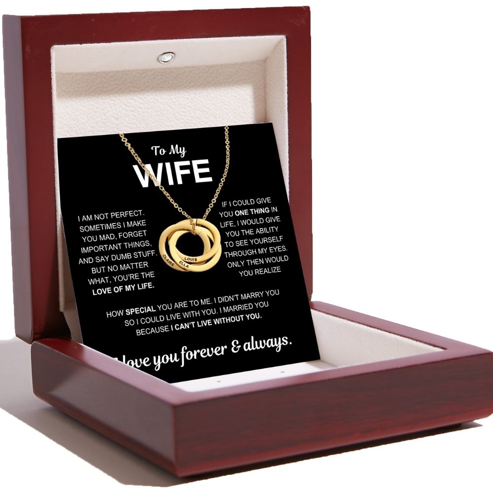 To My Wife - Interlocking Rings Necklace with Personalised Names