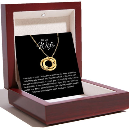 To My Wife - Interlocking Rings Necklace with Personalised Names